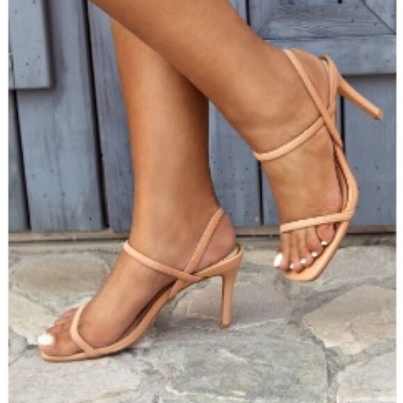 Square Open Toe Mules Heeled Sandals Stiletto Heels Slip On Slingback, Size 9.5 - Picture 4 of 7